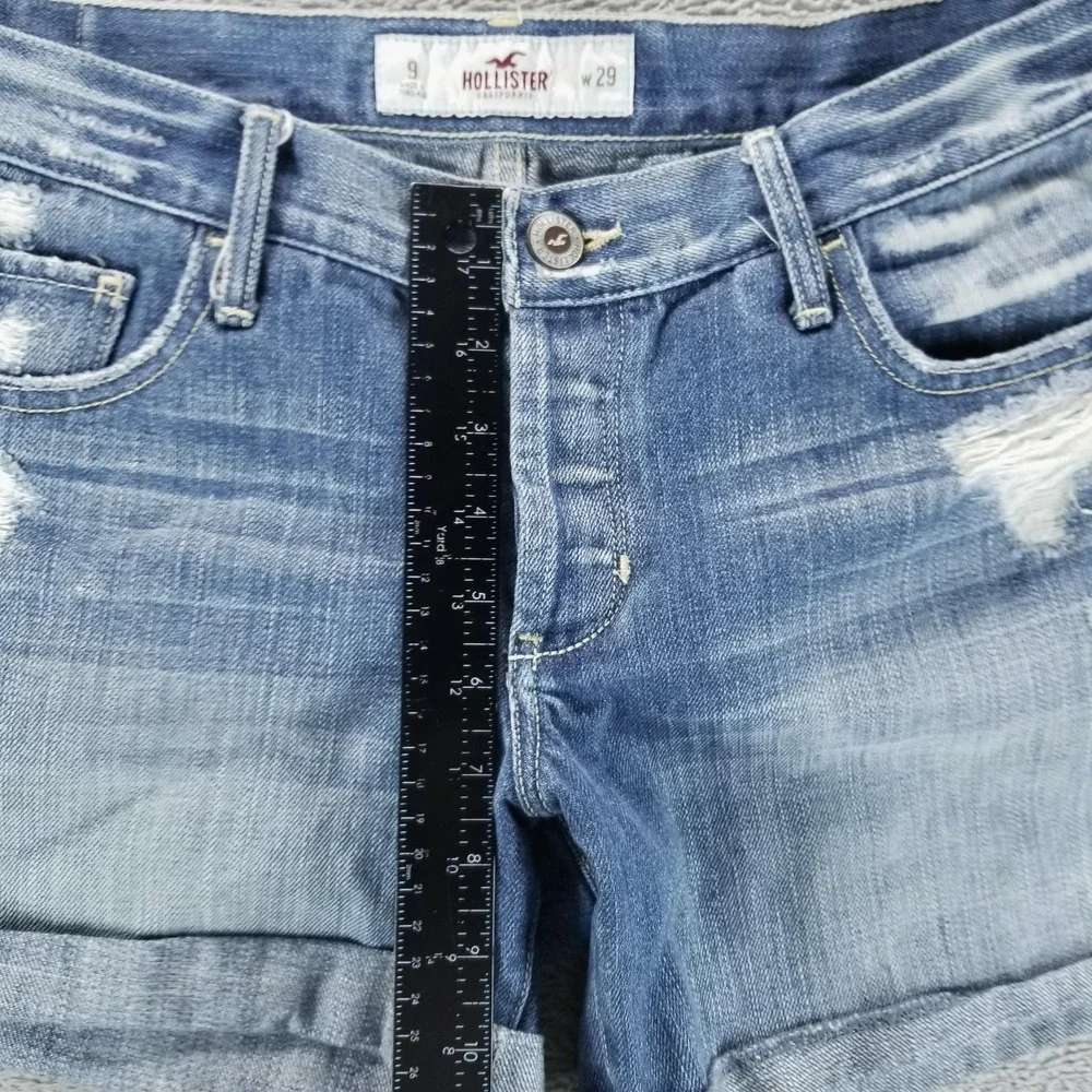Hollister Shorts Womens 9 Blue Distressed Cut Off Cuffed 5